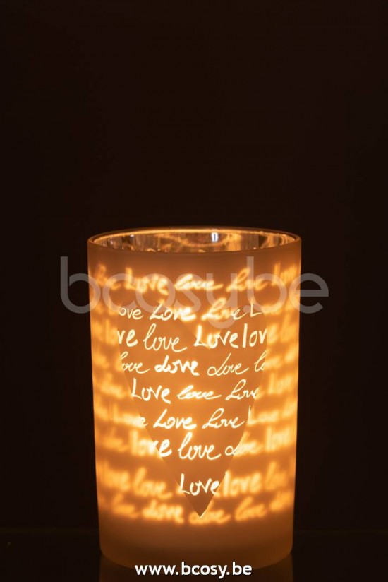 photophores Jolipa J Line Jline Photophore Love Verre Blanc Large