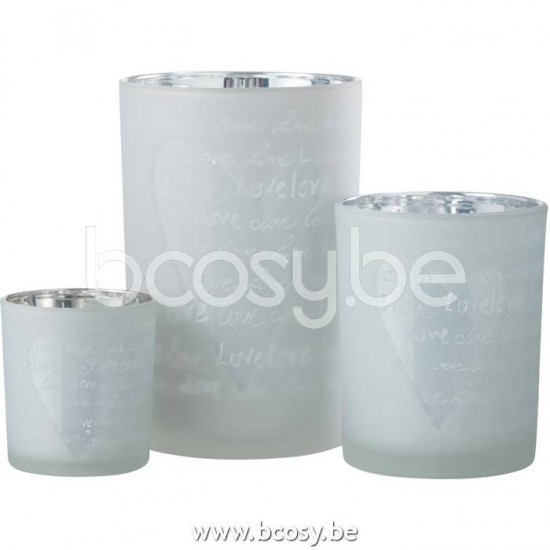 J Line Jline Jolipa 21808 Windlicht Love Glas Wit Large