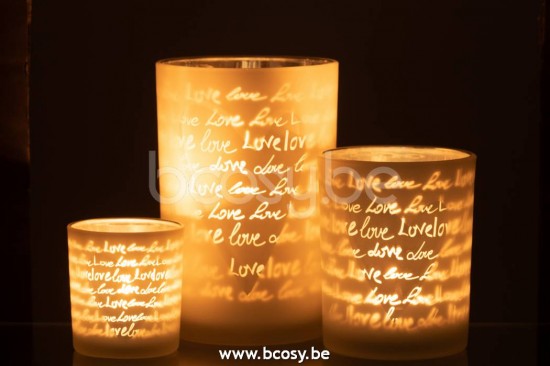 J Line Jline Windlicht Love Glas Weiß Large t lichthalter teelichtleuchter teelichte