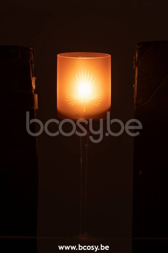 photophores Jolipa J Line Jline Photophore Pied Feuilles De Palmier Verre Beige Small