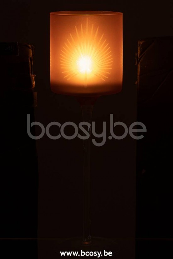 photophores Jolipa J Line Jline Photophore Pied Feuilles De Palmier Verre Beige Large