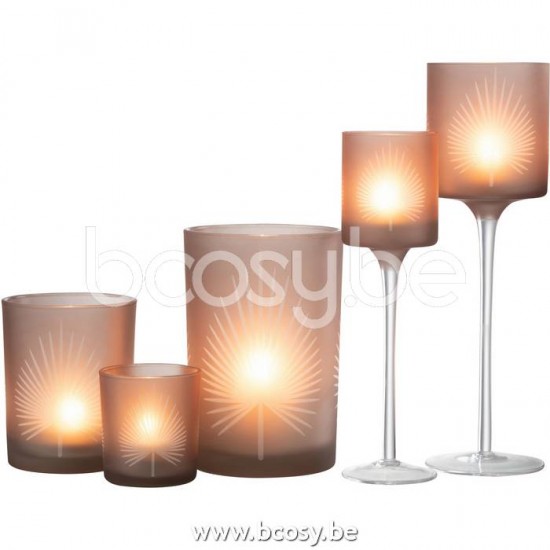 J Line Jline Porta T Light Piede Foglie Di Palma Vetro Beige Large Fotosforo Pie Hoja De Palmera Cristal Beige Large