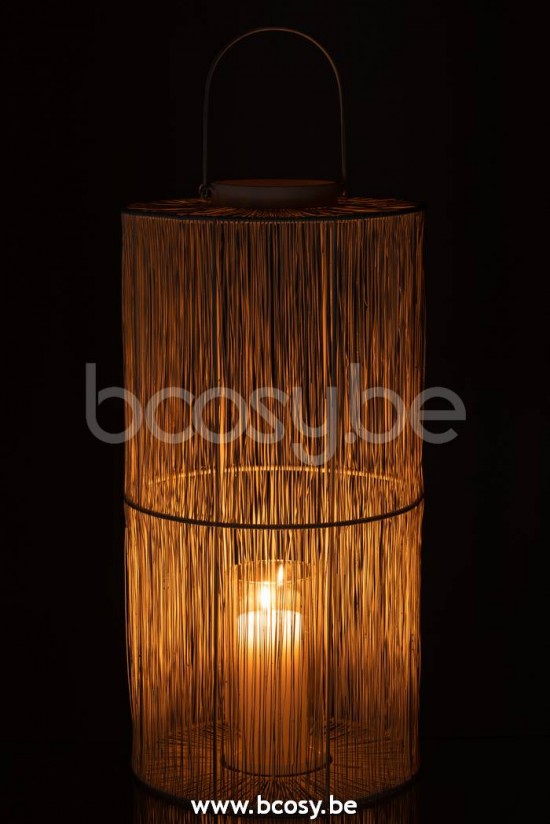 J Line lanternes photophores Jolipa Lanterne Metal Mat Blanc Large.