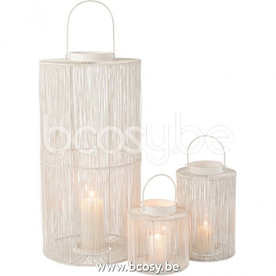 J Line Lantern Metal Matte White Large lanterns.