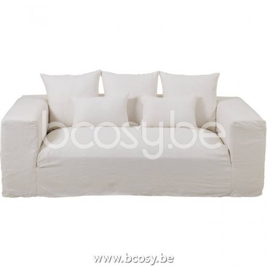 J Line housses de chaises baches de protection Jolipa Housse Pour Fauteuil 5Coussins Monaco Sofa Lin Blanc Marshmallow.