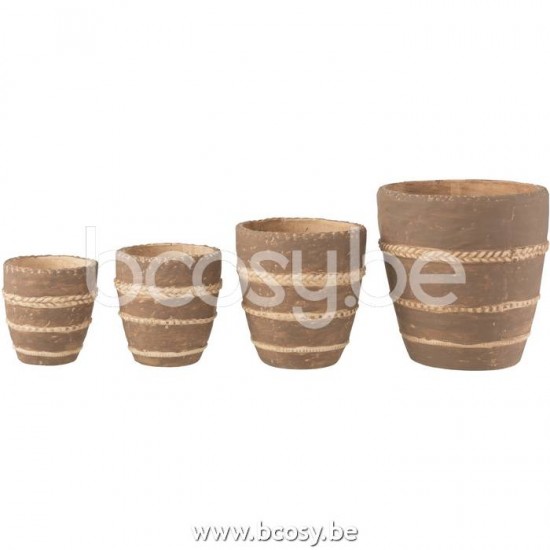 cachepots de fleur Jolipa J Line Jline Cache Pot Tresse Terre Cuite Marron Extra Large