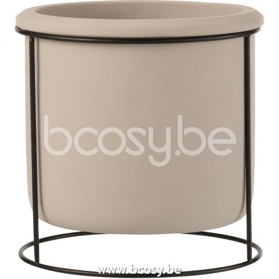 J Line 22778 Bloempot Hangend Cement Taupe Small L17xB17xH15 cm bloempotten bloemvaas bloemvazen bloemenvaas bloemenvazen siervaas siervazen bloempotjes