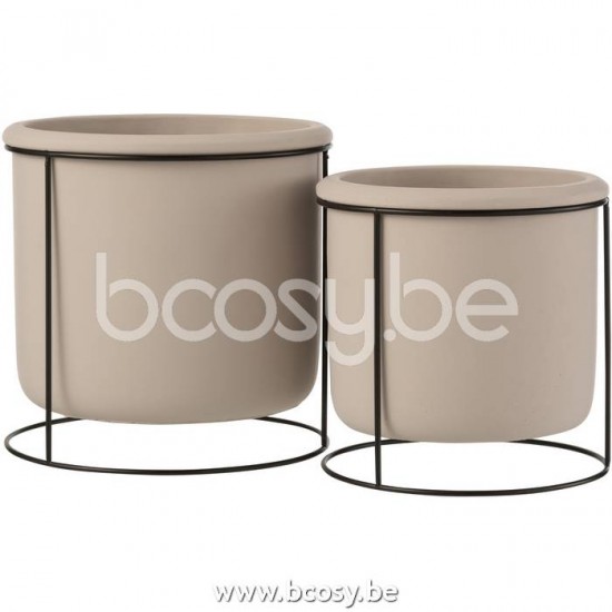 cachepots de fleur Jolipa J Line Jline Cachepot Suspendu Ciment Taupe Large