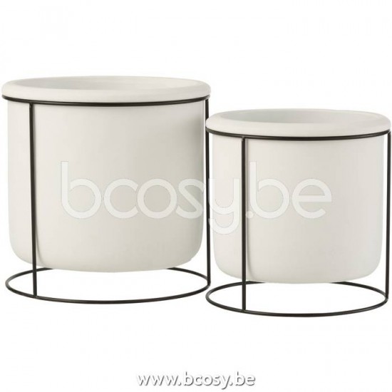 cachepots de fleur Jolipa J Line Jline Cachepot Suspendu Ciment Blanc Large