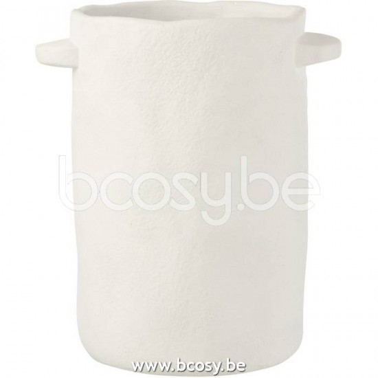 J Line Pot Lang Hangend Cement Wit L26xB21xH30 cm grote vazen Grote vaas Hoge vazen Hoge vaas JO22787.