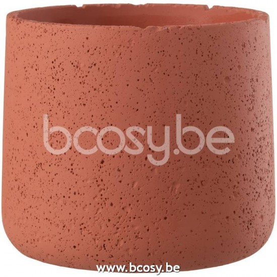 J Line 22808 Bloempot Potine Cement Terracotta Large L20xB20xH17 cm bloempotten bloemvaas bloemvazen bloemenvaas bloemenvazen siervaas siervazen bloempotjes