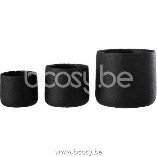 cachepots de fleur Jolipa J Line Jline Cachepot Potine Ciment Noir Large