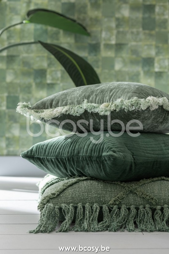 J Line Cuscino Quadrato Rombo Cotone Poliestere Verde Scuro Cojin Cuadrado Cuadros Algodon Poliester Verde Oscuro.