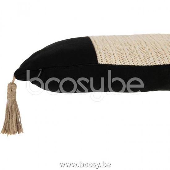 coussins Jolipa J Line Jline Coussin Tissage Rectangle Polyester Noir