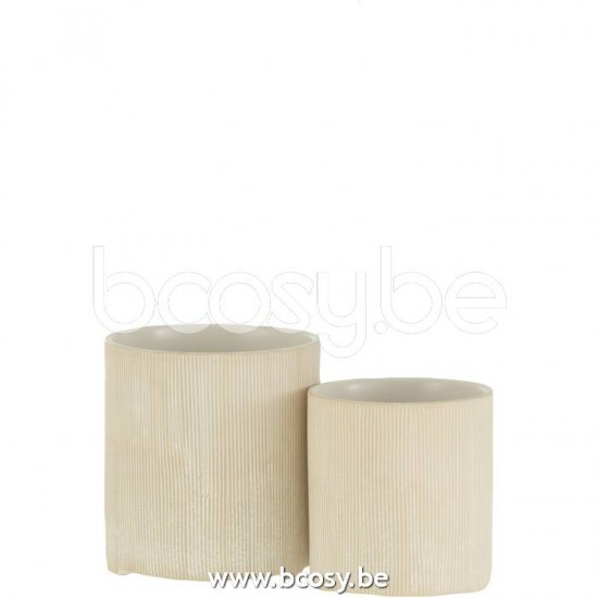 cachepots de fleur Jolipa J Line Jline Cache Pot Maria Rond Ceramique Blanc Large