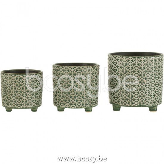 cachepots de fleur Jolipa J Line Jline Cachepot Fleur Ceramique Vert Large