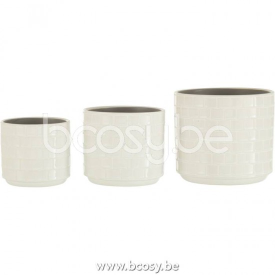 cachepots de fleur Jolipa J Line Jline Cachepot Brillant Carre Ceramique Blanc Large