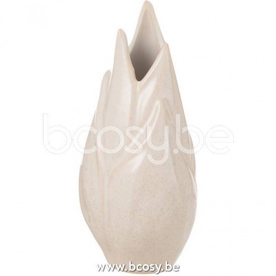 J Line 23013 Vaas Ibiza Blinkend Keramiek Beige Small L12xB12xH26 cm bloemvaas bloemenvaas siervaas bloemvazen bloemenvazen siervazen