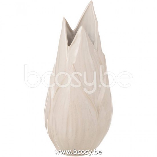 J Line 23014 Vaas Ibiza Blinkend Keramiek Beige Medium L20xB20xH43 cm bloemvaas bloemenvaas siervaas bloemvazen bloemenvazen siervazen