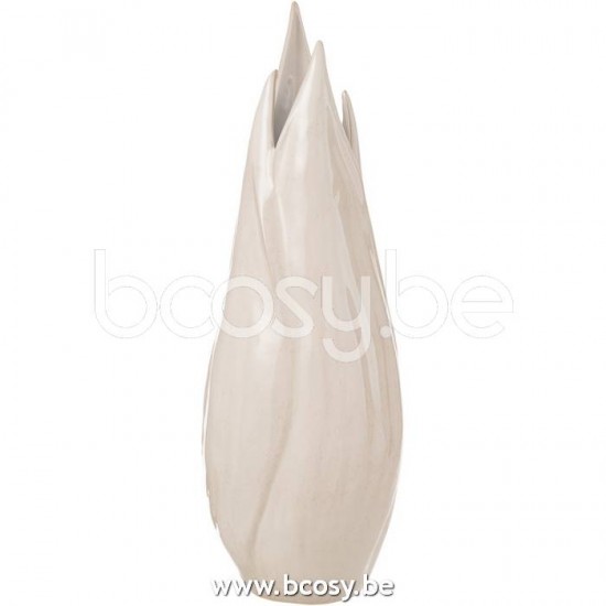 J Line 23015 Vaas Ibiza Blinkend Keramiek Beige Large L21xB20xH55 cm bloemvaas bloemenvaas siervaas bloemvazen bloemenvazen siervazen