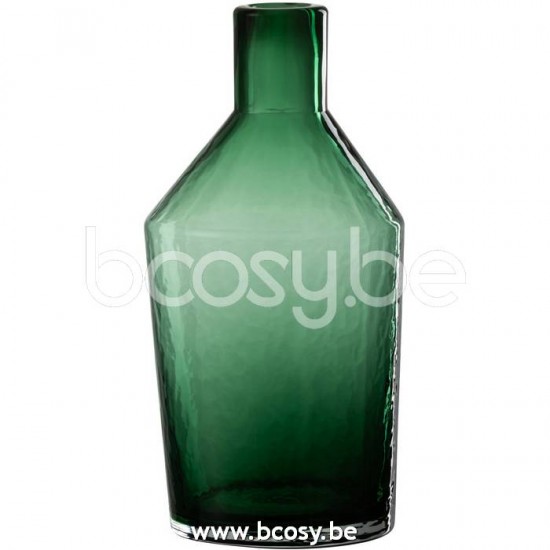 J Line 23301 Fles Decoratief Glas Groen Small L14xB14xH28 cm flessen