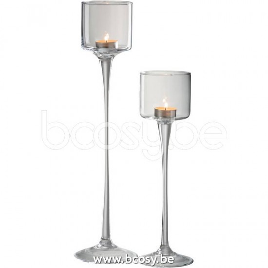 J Line Jline Hurricane On Foot Glass Transparent Large tea lights holders