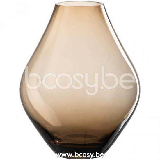 J Line 23347 Vaas Abby Glas Amber Small L19xB19xH24 cm bloemvaas bloemenvaas siervaas bloemvazen bloemenvazen siervazen