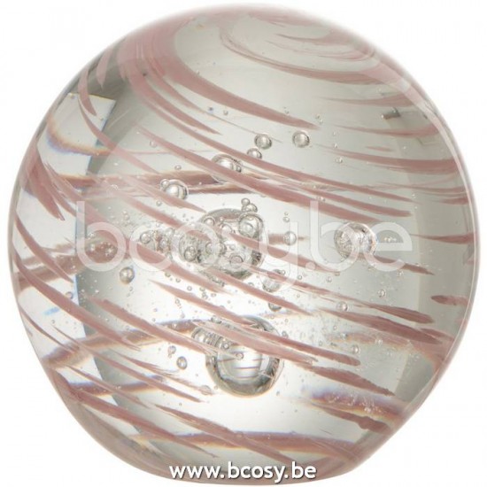 J Line 23480 Presse Papier Draaikolk Glas Roze Small L8xB8xH8 cm papierklemmen