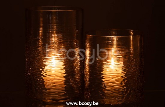 J Line Jline Windlicht See Glas Grau Large lanternen