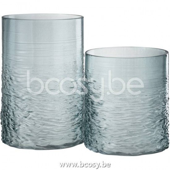 J Line Jline Jolipa 23619 Windlicht Zee Glas Blauw Large