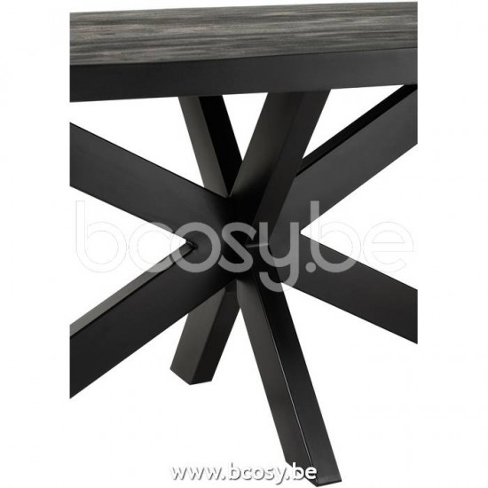 Jline Eettafel Gerard Rond Mango Hout Zwart.