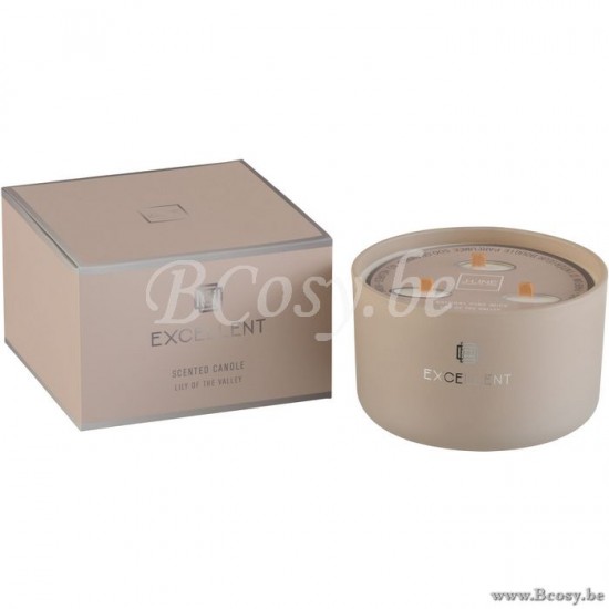 J Line 2408 Geurkaars Excellent Glas Beige Large 50U 14 geurkaarsen