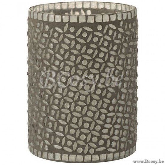 J Line 2482 Windlicht Patroon Glas Grijs 17 windlichten