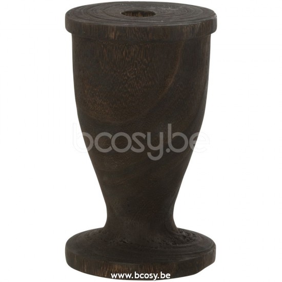 J Line Kaarshouder Hout Zwart Large L12xB12xH21 cm kaarshouders kaarsenhouders kandelaars JO25716.
