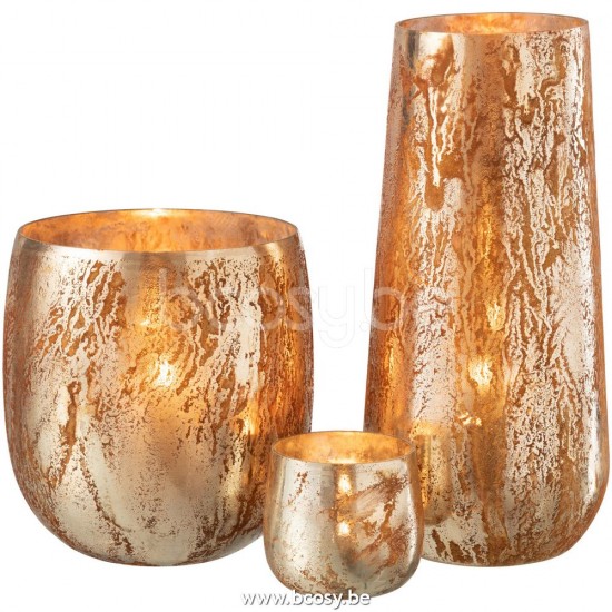 J Line Hurricane Glass Brown Gold Large tea lights holders.