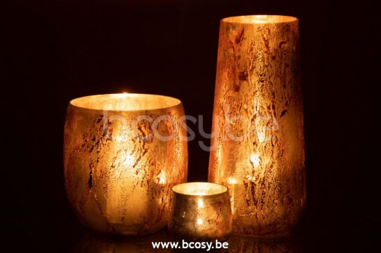 Jline Windlicht Glas Braun Geld Large t lichthalter teelichtleuchter teelichte.