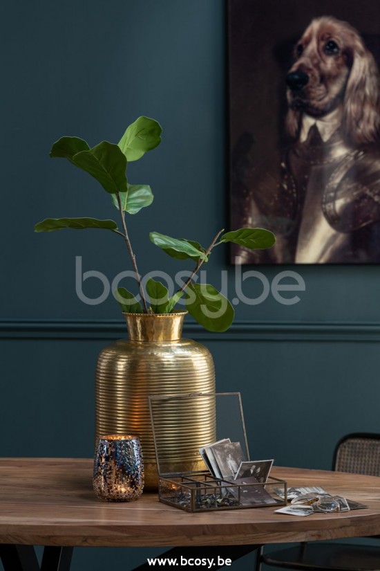 J Line Jline Portacandele Lise Vetro Marrone Oro Medium Fotosforo Lise Cristal Marron Oro Medium