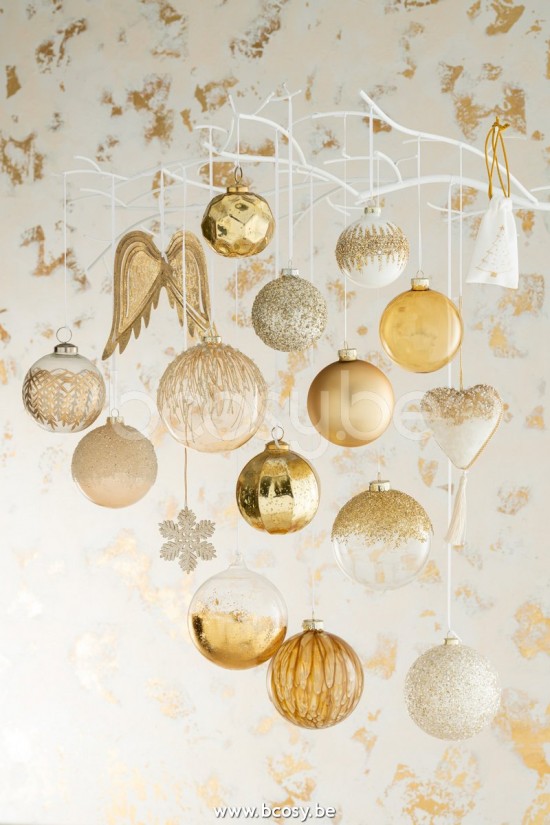 Jline Caja De 4 Bolas De Navidad Perlas Lentejuelas Cristal Oro Large