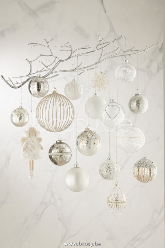 Jline Caja De 4 Bolas De Navidad Liso Cristal Brillante Plata Medium