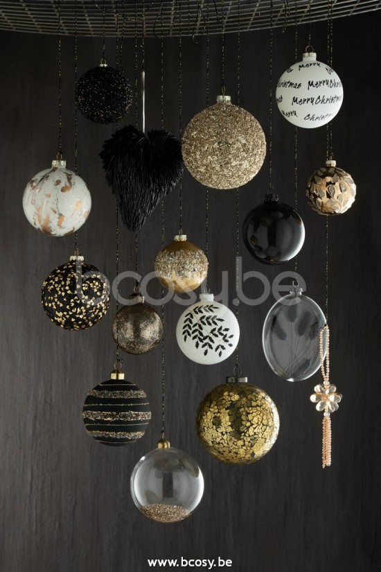 Jline Caja De 6 Bolas De Navidad Lentejuela Dentro Cristal Marron