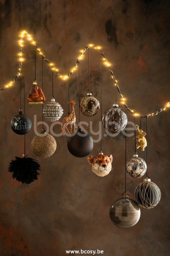 Jline Caja De 4 Bolas De Navidad Liso Cristal Opaco Marron