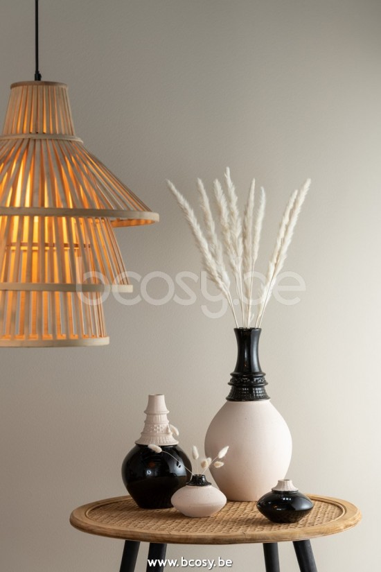 Jline Jarron Pequeno Redondo Ceramica Negro Beige Surtido De 2