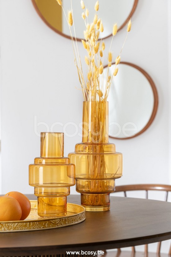 J Line Jline Vaso Rino Vetro Ocra Large Jarron Rino Vidrio Ocre Large