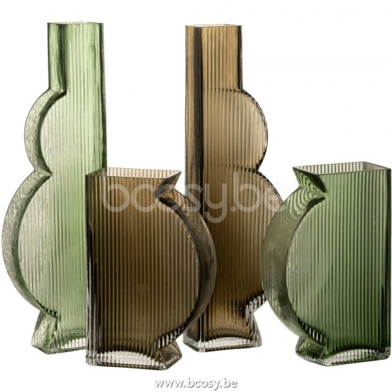 J Line vases Jolipa Vase Nino Verre Vert Large Assortiment De 2.