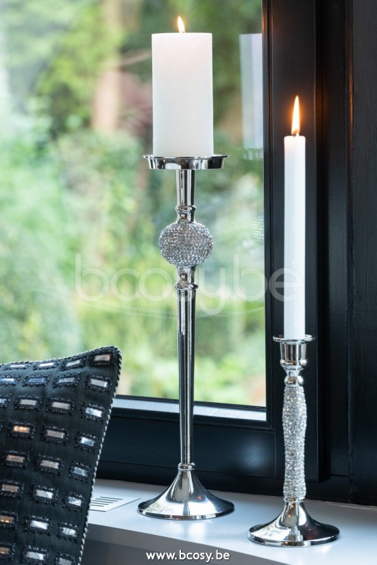 Jline Candelero En Pie Diamante Bola Aluminio Plata Large