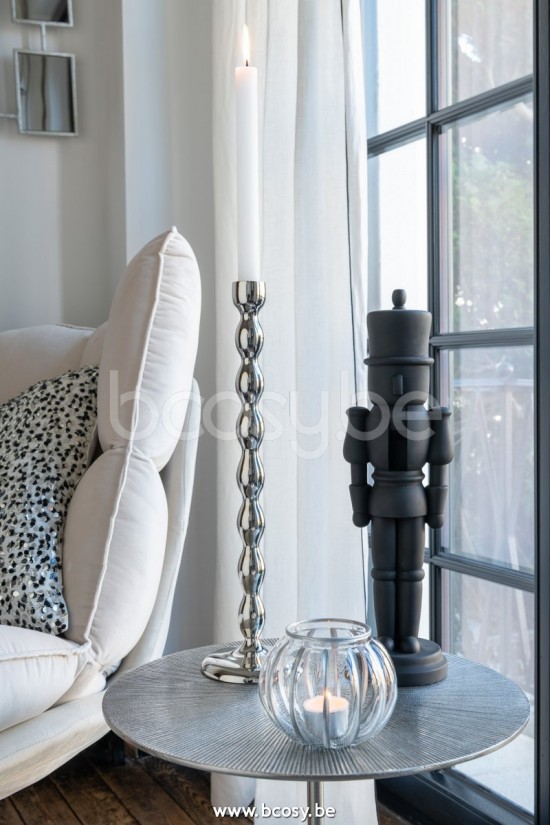 Jline Candelero Bolas Brillante Aluminio Plata Large