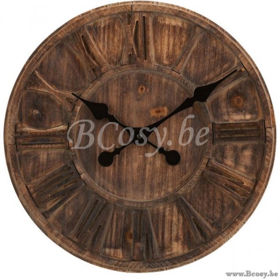 J Line 2911 Klok Houten Schijf Romeinse Cijfers Mdf Bruin Small 40 klokken wandklokken muurklokken