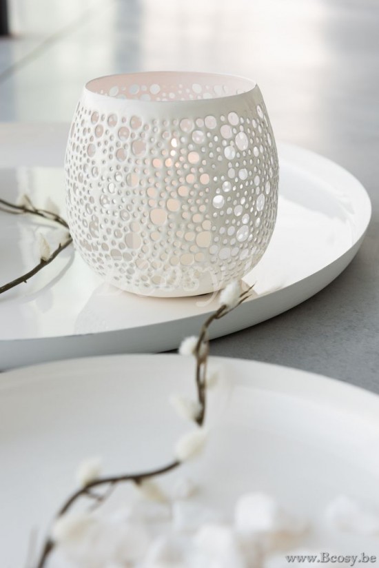 Jline Portavelas Perforado Metal Laca Blanco