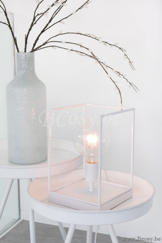 Jline Lampara 1 Lampara Rectangular Marco Metal Blanco Small