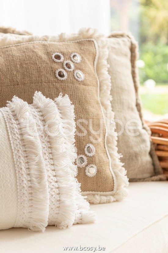 J Line Jline Cuscino Specchi Angoli Iuta Naturale Bianco Almohada Espejos En Angulos Yute Natural Blanco